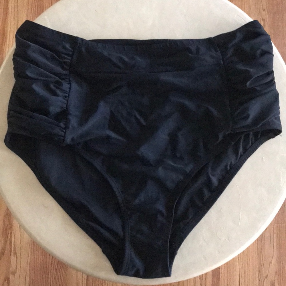 High waisted swim bottoms plus size black 16W/18W